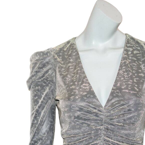 New Jonathan Simkhai Metallic Leopard Mini Dress Silver Size 2 $417 - Picture 10 of 11